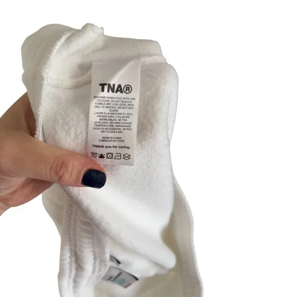 Aritzia TNA Sweatfleece Cozy Fleece Boyfriend Fit White Sweatpants - Picture 6 of 7